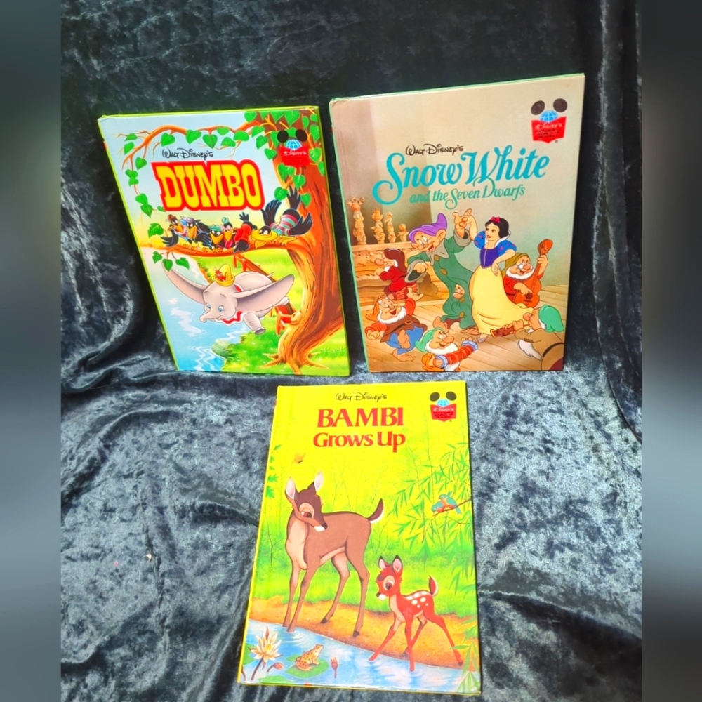Disney Hardcover Books Lot Of 3 Dumbo, Bambi Grows Up, Snow White & Seven Dwarfs